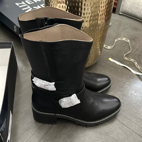 NATURALIZER TALON WOMENS LEATHER MOTORCYCLE MID-CALF BOOTS - Picture 5 of 12